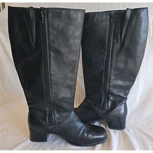 Regence Of Canada Women's Size 9 Leather Riding-style Boots Black Mid-calf‎